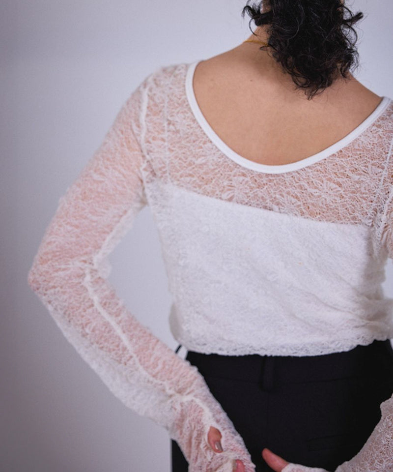 【Mewl/ミュール】レースロングスリーブTOPS