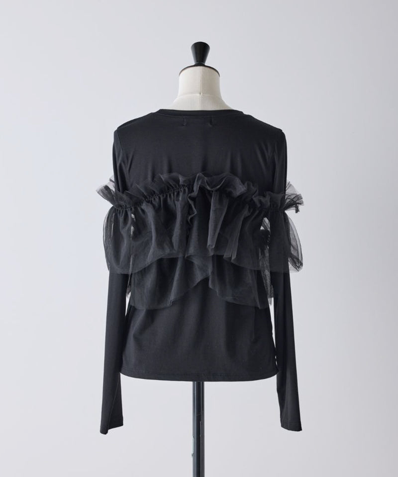 【Mewl/ミュール】マルチWAYチュールフリルTOPS