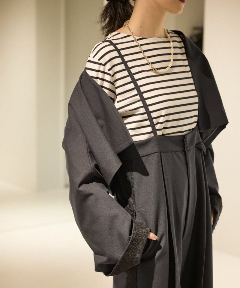 【Mewl/ミュール】ボーダーフリルスリーブTOPS