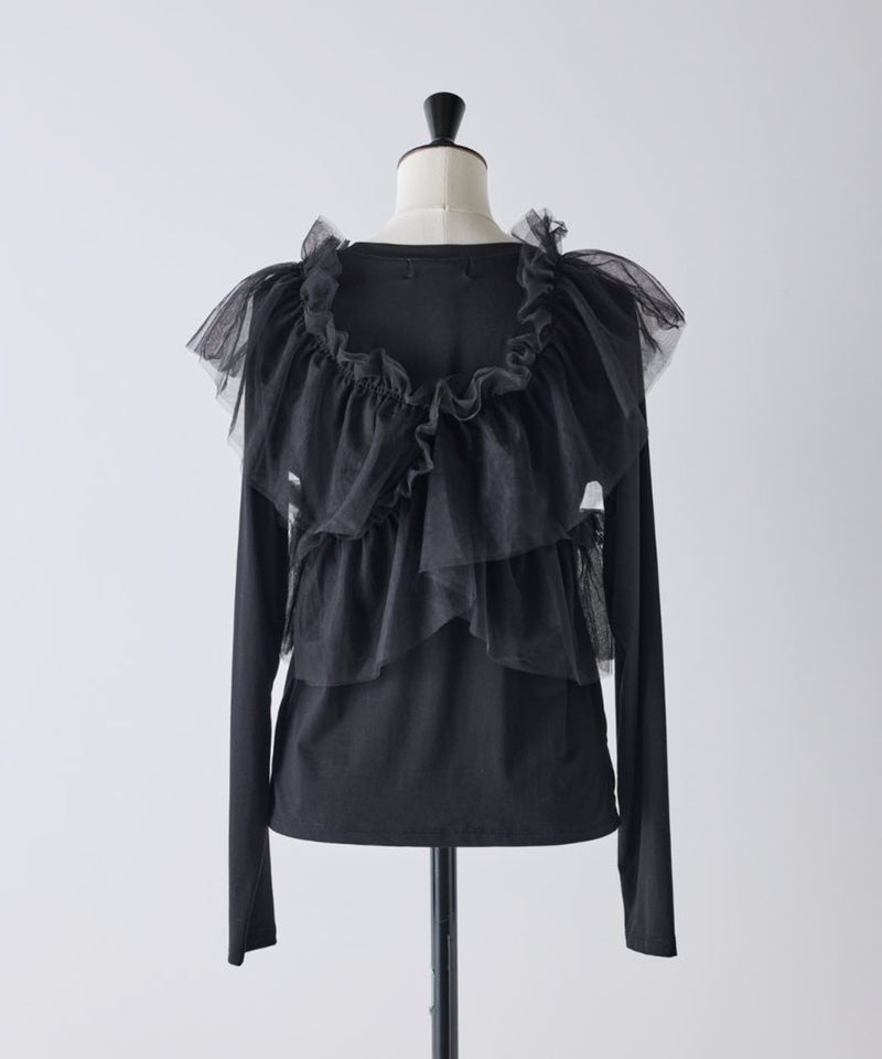 【Mewl/ミュール】マルチWAYチュールフリルTOPS