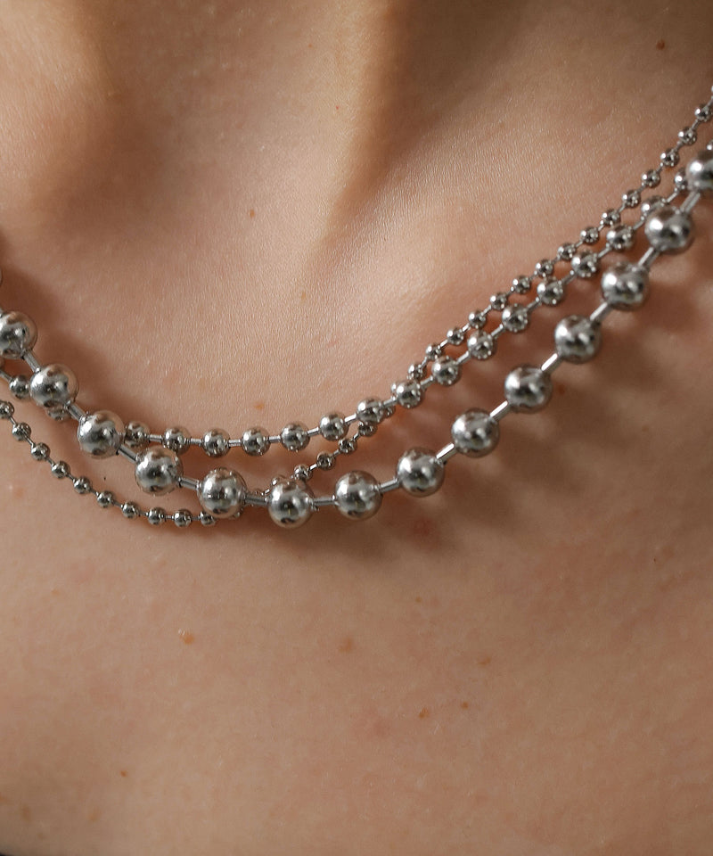 金属アレルギー対応 三連ボールチェーンネックレス サージカルステンレス