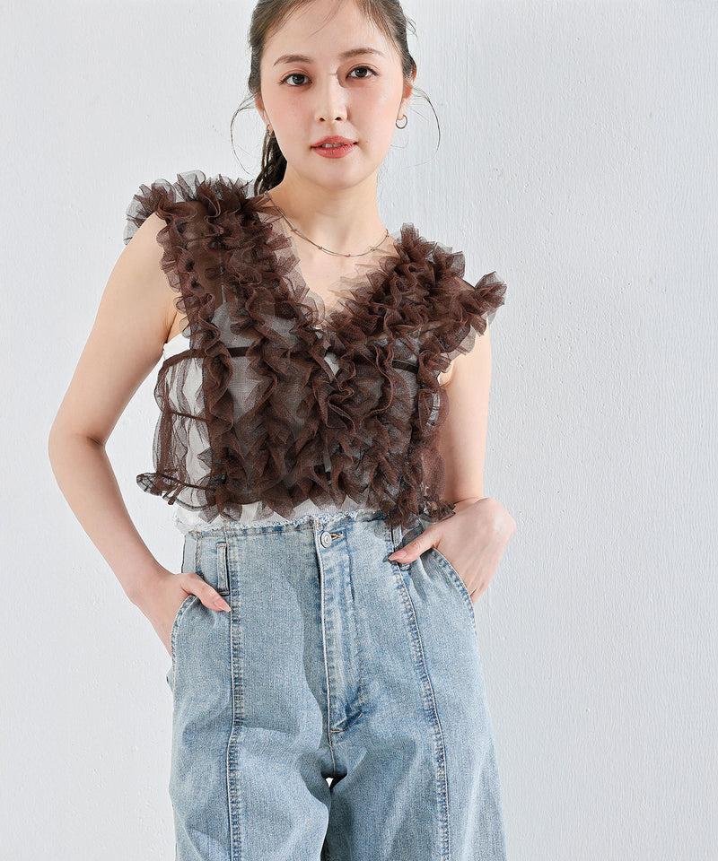 【Iラインで美シルエット】ハイウエスト デニム ワイド パンツ