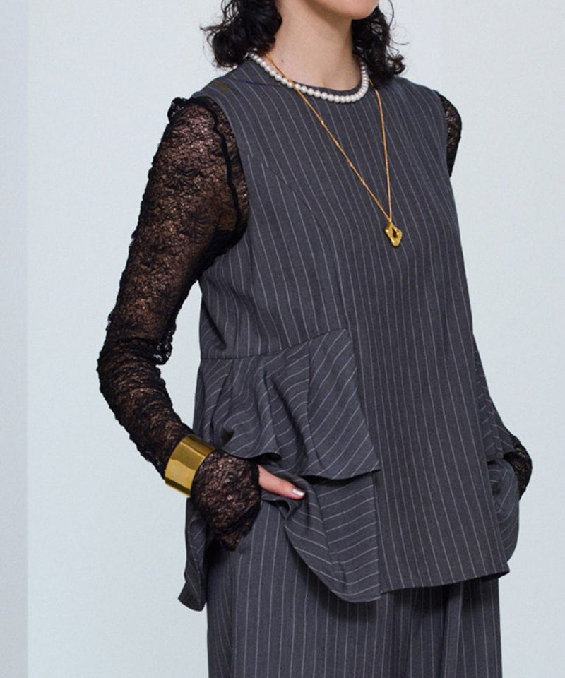 【Mewl/ミュール】レースロングスリーブTOPS