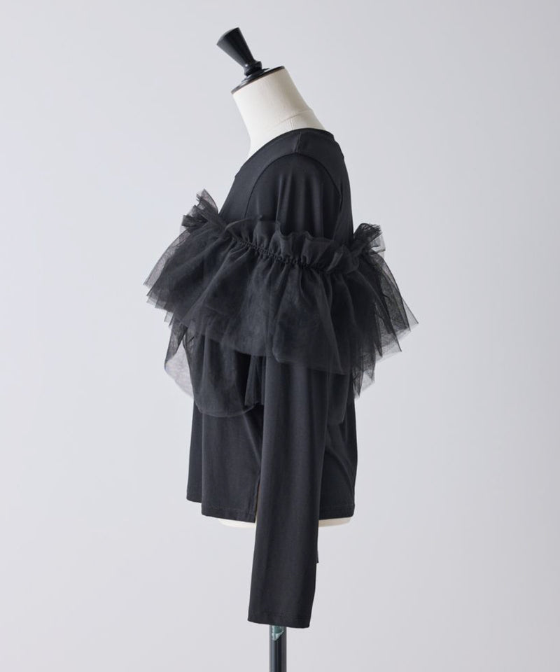 【Mewl/ミュール】マルチWAYチュールフリルTOPS