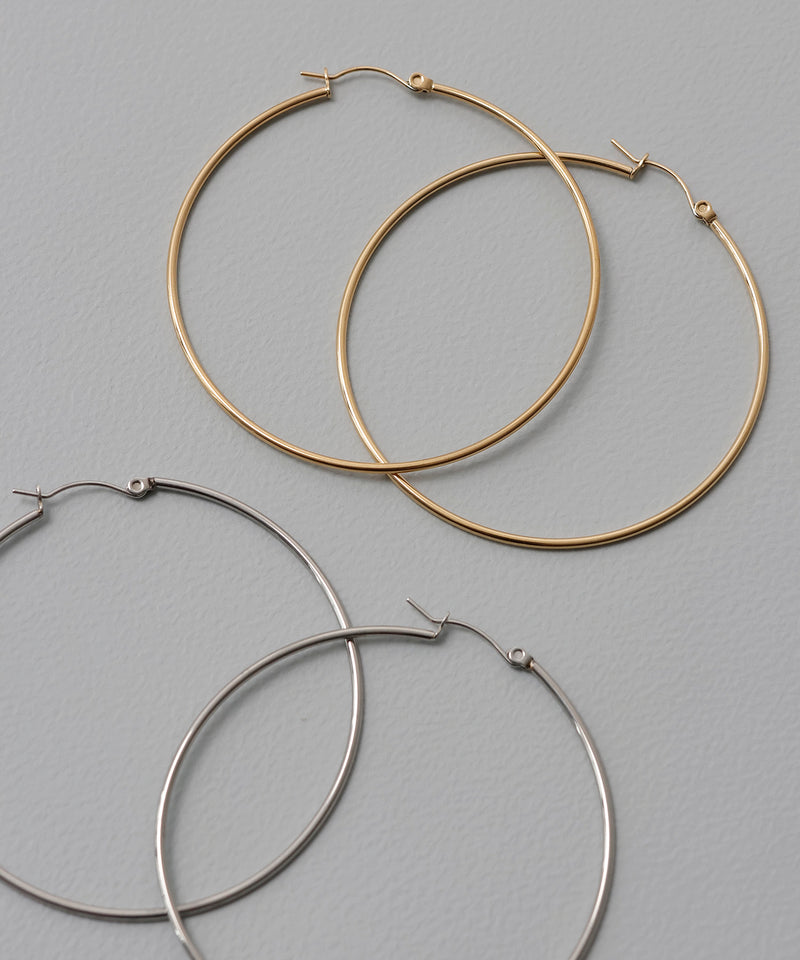 【ORLEAN】 シンプルフープピアス 6cm サージカルステンレス