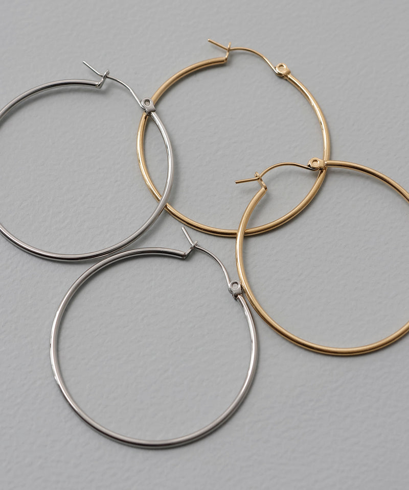 金属アレルギー対応 シンプルフープピアス 4cm サージカルステンレス