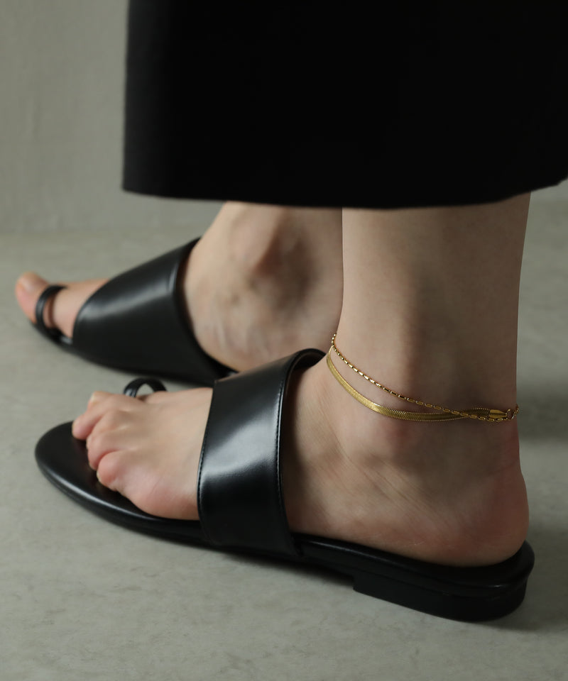 金属アレルギー対応 2連チェーンデザインアンクレット サージカルステンレス