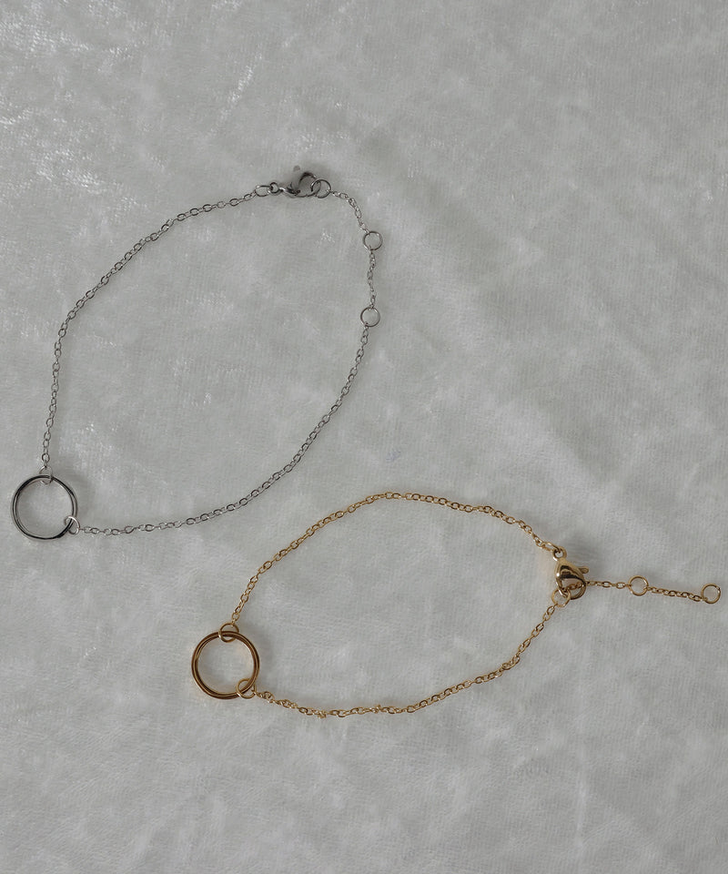 金属アレルギー対応 ラウンドモチーフチェーンブレスレット サージカルステンレス