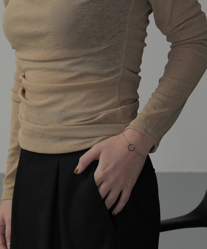 金属アレルギー対応 ラウンドモチーフチェーンブレスレット サージカルステンレス