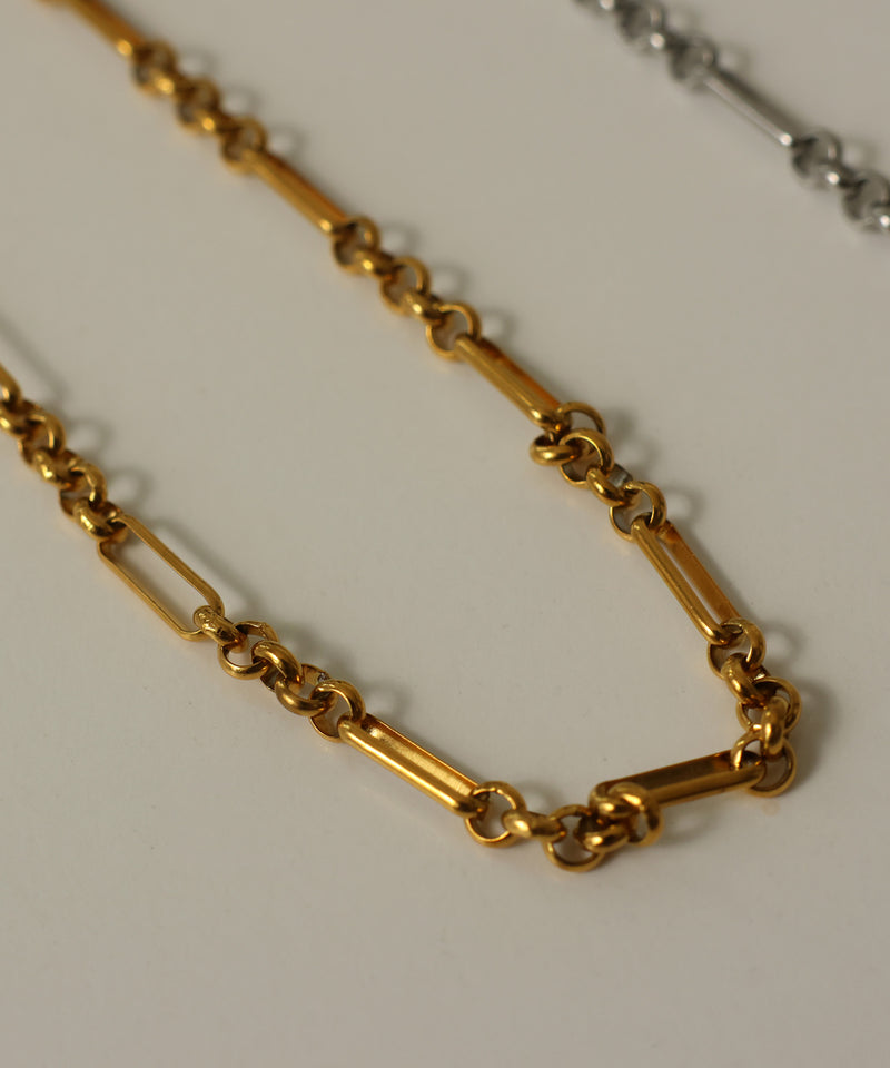 金属アレルギー対応 ミックスチェーンラウンドチャームネックレス サージカルステンレス