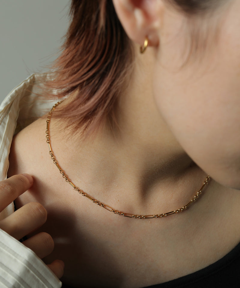 金属アレルギー対応 ミックスチェーンラウンドチャームネックレス サージカルステンレス