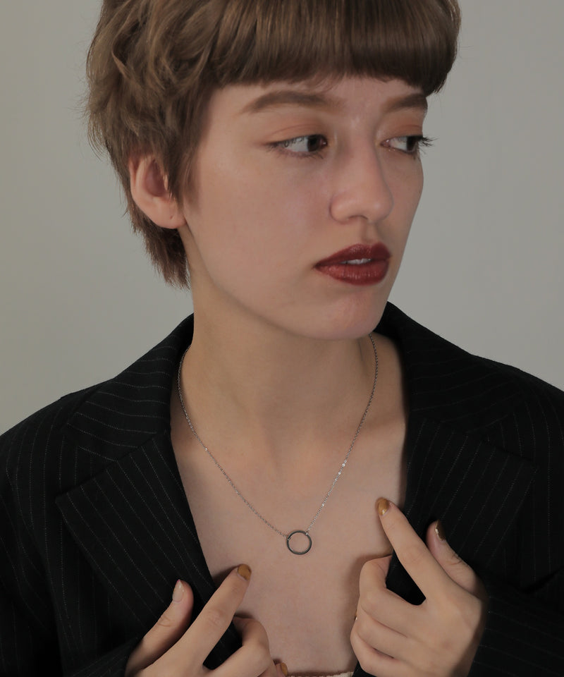 金属アレルギー対応 ラウンドモチーフチェーンネックレス サージカルステンレス