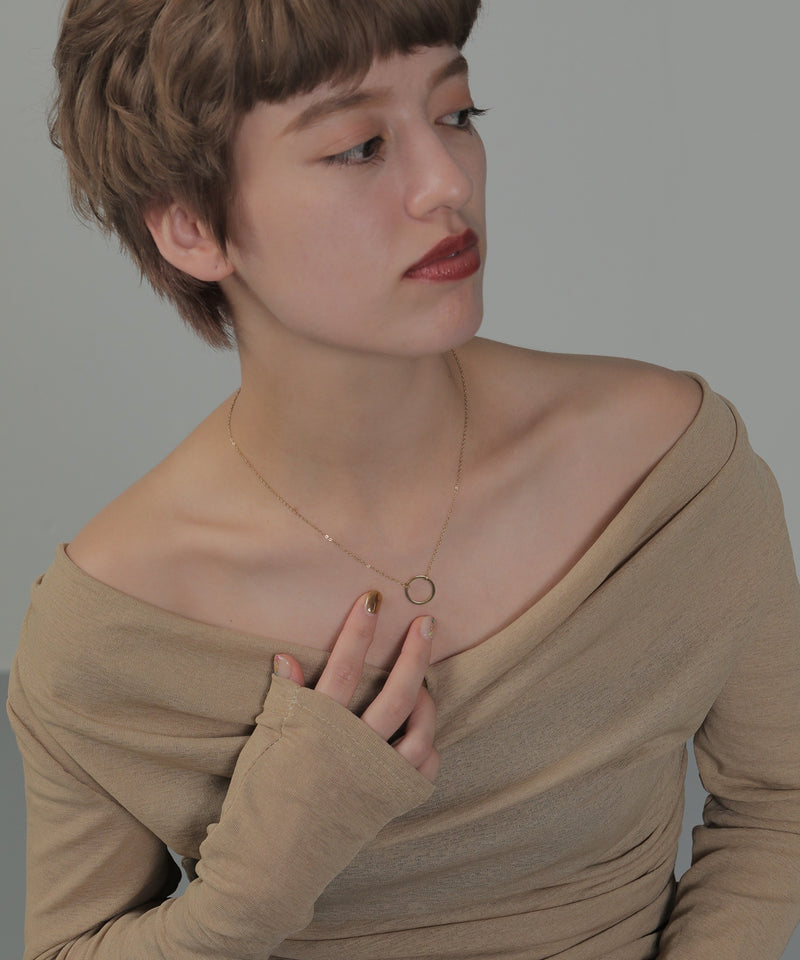 金属アレルギー対応 ラウンドモチーフチェーンネックレス サージカルステンレス