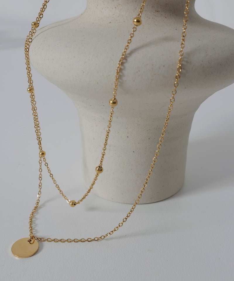 金属アレルギー対応 MIXチェーン2連ネックレス サージカルステンレス