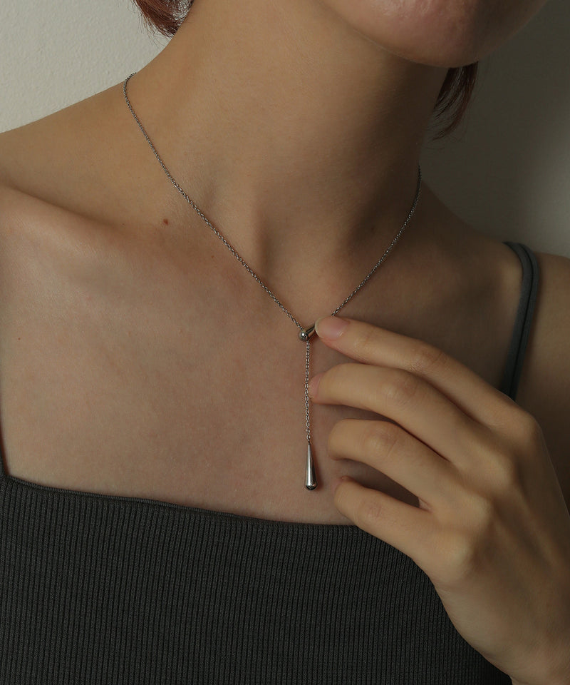 金属アレルギー対応 ドロップモチーフスライドチェーンネックレス サージカルステン
