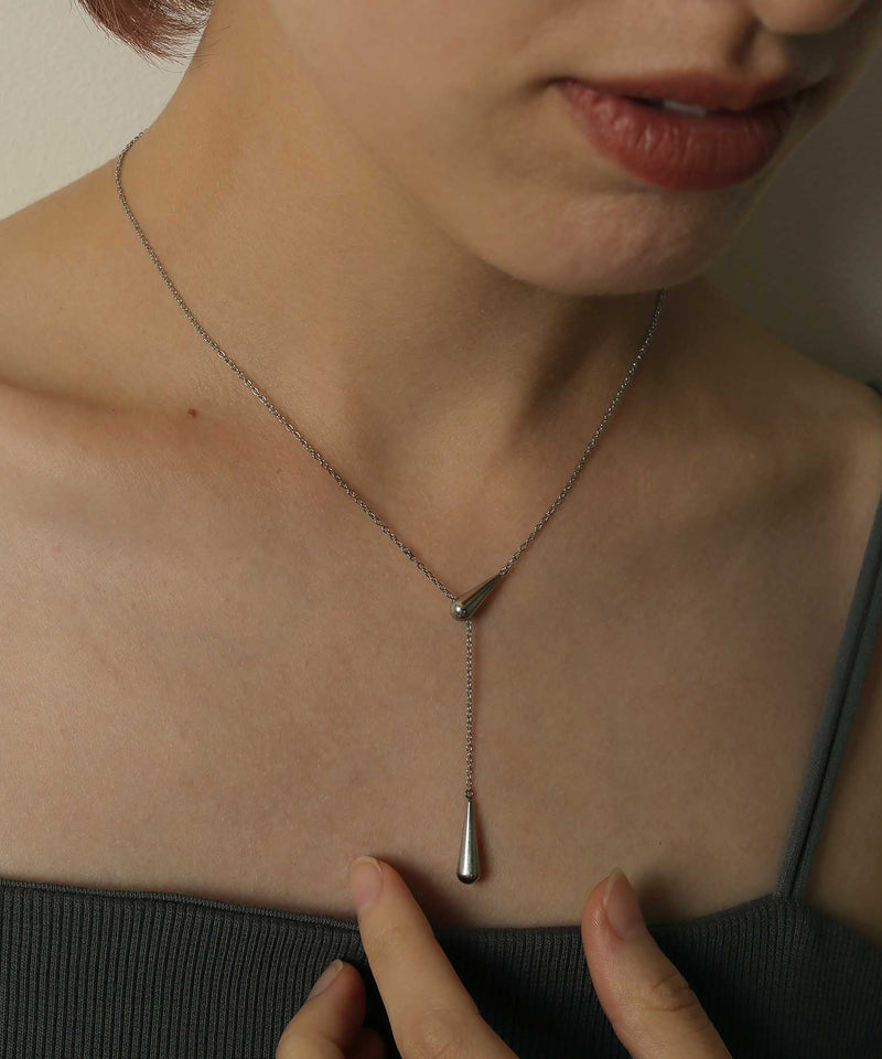 金属アレルギー対応 ドロップモチーフスライドチェーンネックレス サージカルステン