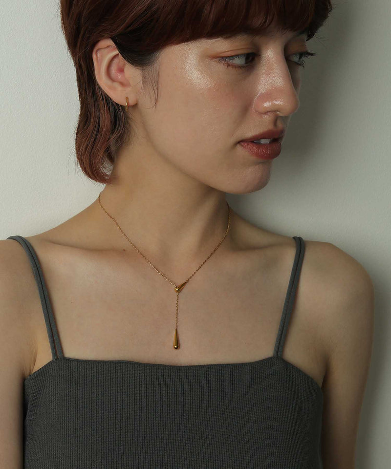 金属アレルギー対応 ドロップモチーフスライドチェーンネックレス サージカルステン