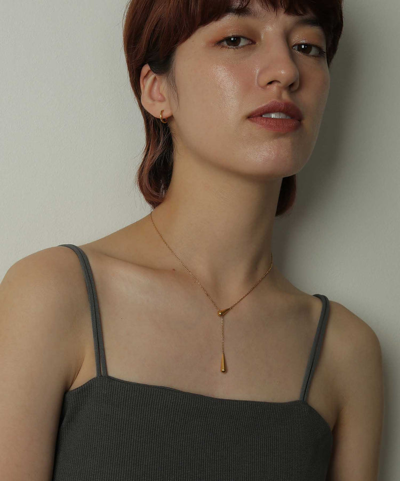 金属アレルギー対応 ドロップモチーフスライドチェーンネックレス サージカルステン