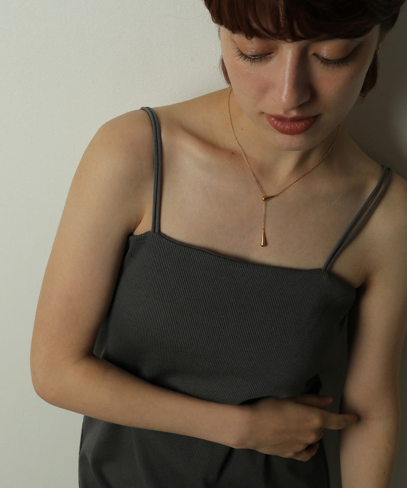 金属アレルギー対応 ドロップモチーフスライドチェーンネックレス サージカルステン