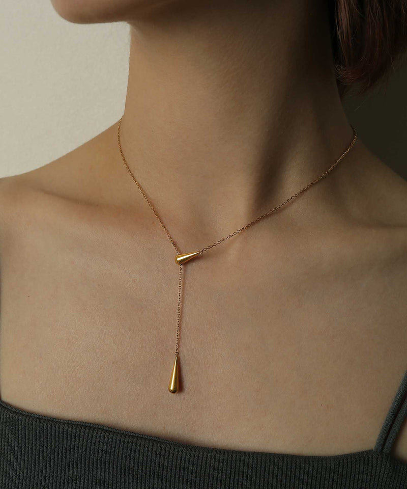 金属アレルギー対応 ドロップモチーフスライドチェーンネックレス サージカルステン