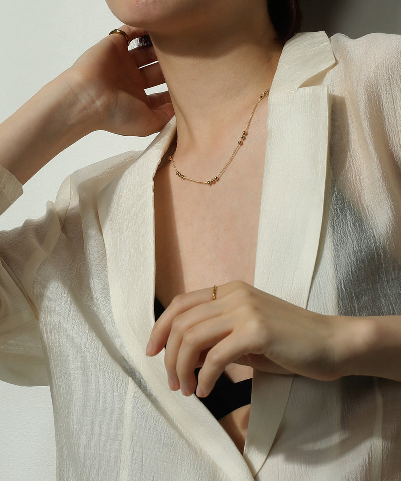 金属アレルギー対応 ポイントデザインチェーンネックレス サージカルステンレス