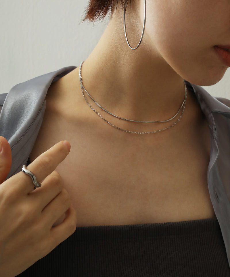 金属アレルギー対応 ニュアンスダブルラインネックレス サージカルステンレス