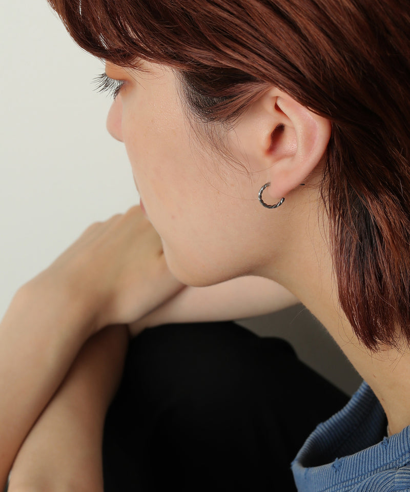 金属アレルギー対応 スクリューカットフープピアス 10ｍｍ 両耳用 サージカルステンレス