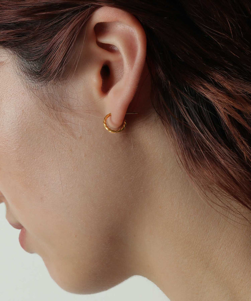 金属アレルギー対応 スクリューカットフープピアス 10ｍｍ 両耳用 サージカルステンレス