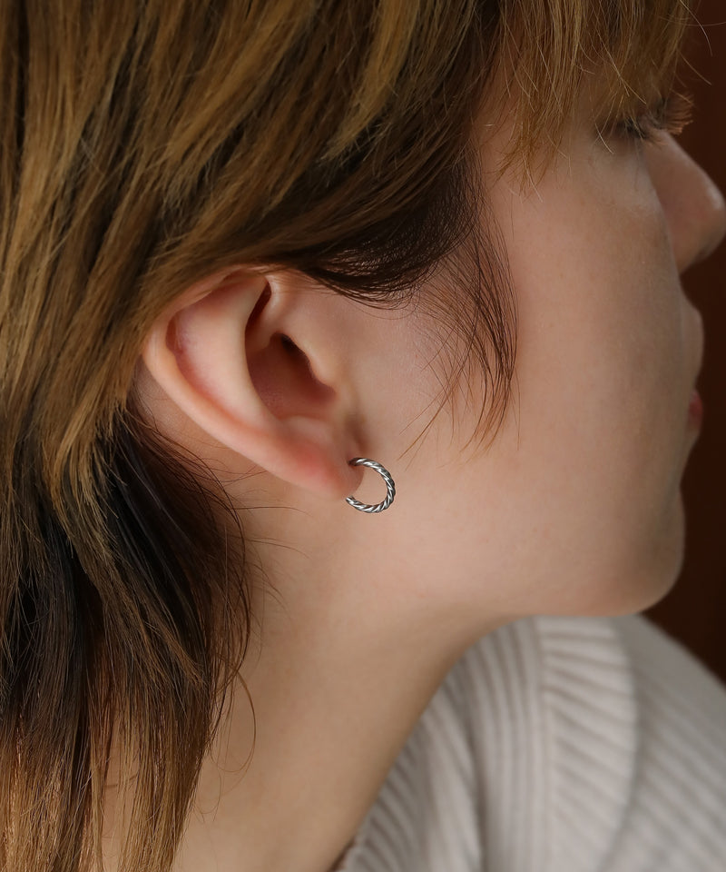 金属アレルギー対応 スクリューカットフープピアス 10ｍｍ 両耳用 サージカルステンレス