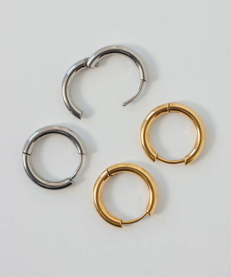 金属アレルギー対応 ワンタッチフープピアス 17mm 316L サージカルステン