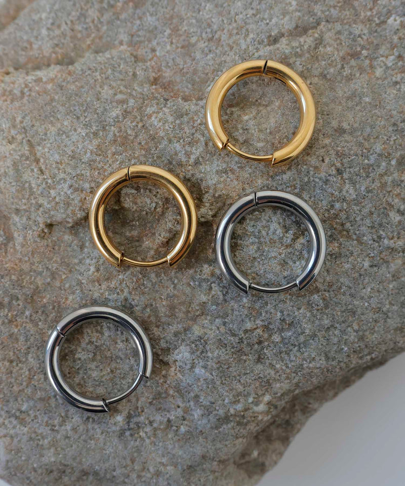 金属アレルギー対応 ワンタッチフープピアス 17mm 316L サージカルステン