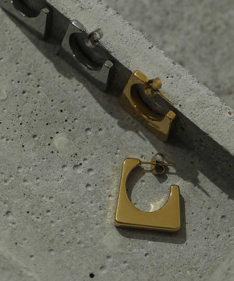 金属アレルギー対応 フラットモチーフデザインピアス 両耳用 サージカルステンレス