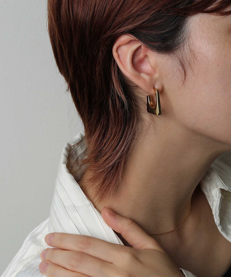 金属アレルギー対応 フラットモチーフデザインピアス 両耳用 サージカルステンレス