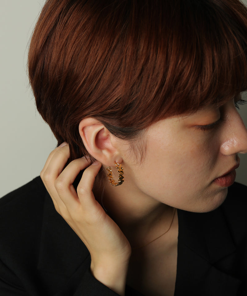 金属アレルギー対応 ハートデザイン フープピアス サージカルステンレス