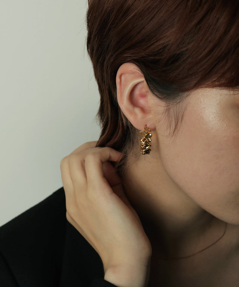 金属アレルギー対応 ハートデザイン フープピアス サージカルステンレス