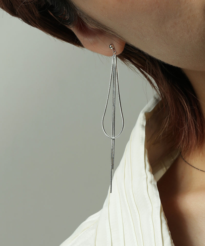 金属アレルギー対応 スネークチェーン ロングピアス サージカルステンレス