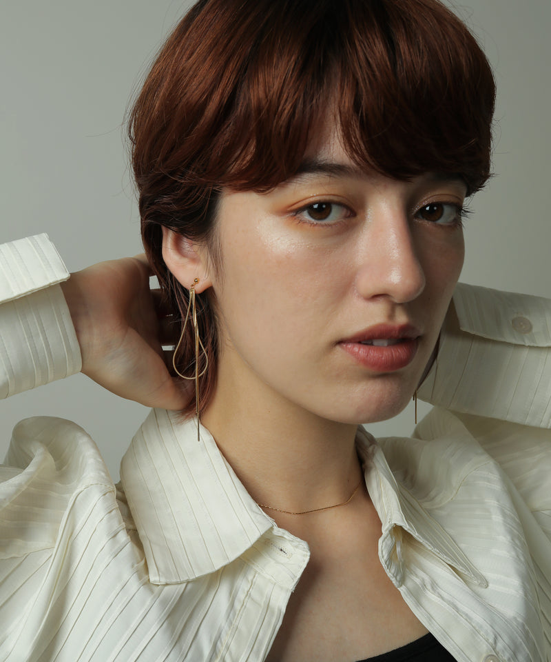 金属アレルギー対応 スネークチェーン ロングピアス サージカルステンレス