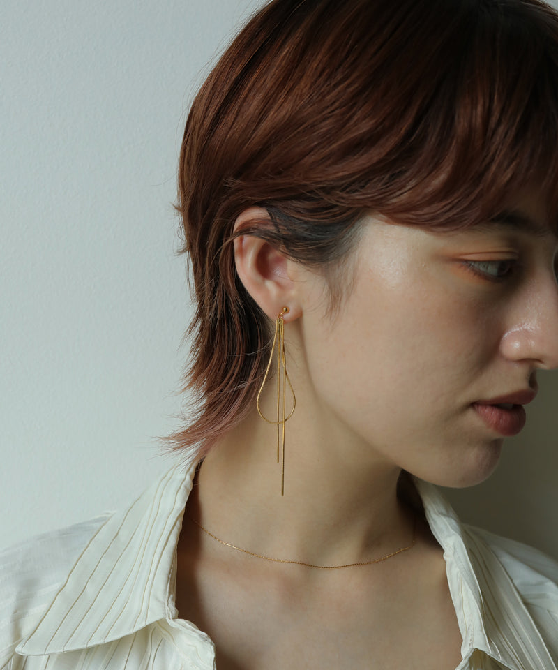 金属アレルギー対応 スネークチェーン ロングピアス サージカルステンレス