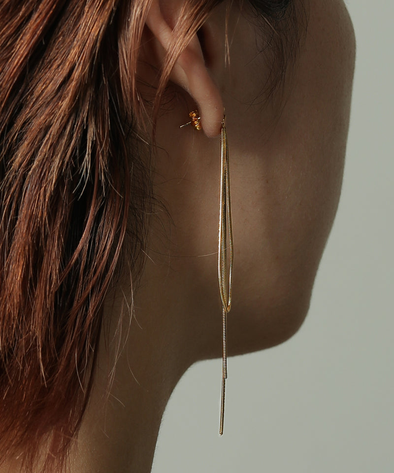 金属アレルギー対応 スネークチェーン ロングピアス サージカルステンレス