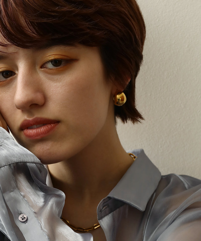 金属アレルギー対応 ラウンドドロップピアス サージカルステンレス