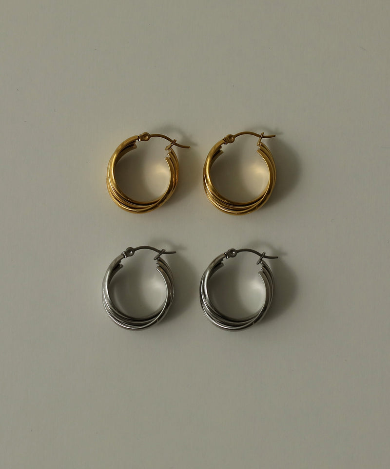 金属アレルギー対応 ツイストラインフープピアス サージカルステンレス