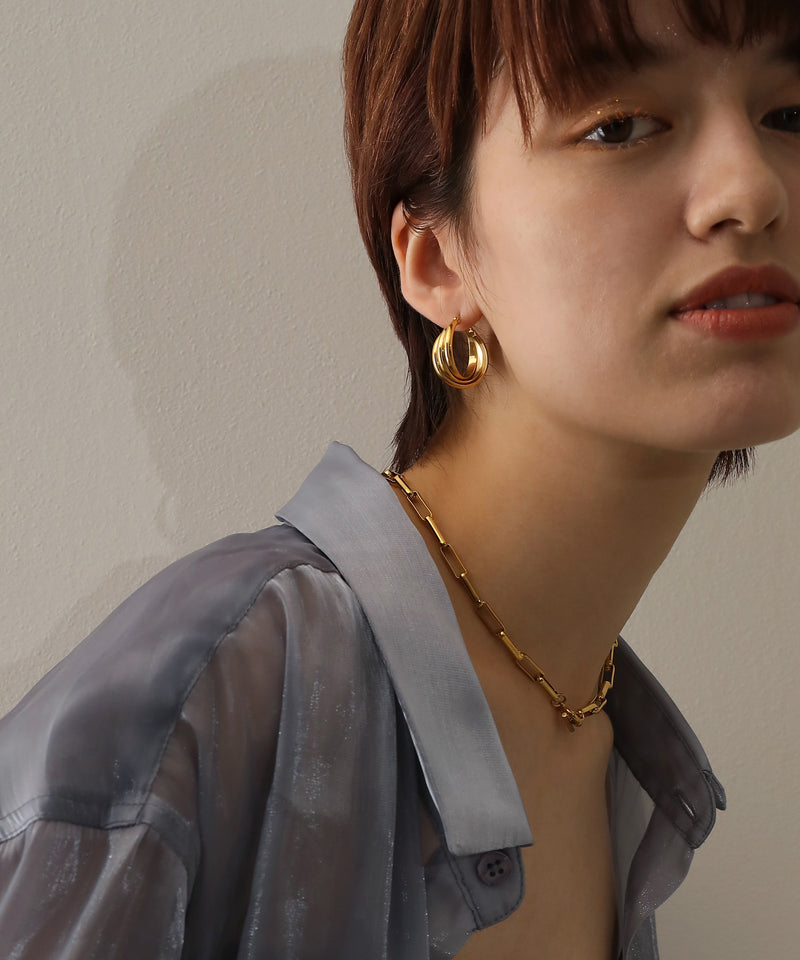 金属アレルギー対応 ツイストラインフープピアス サージカルステンレス