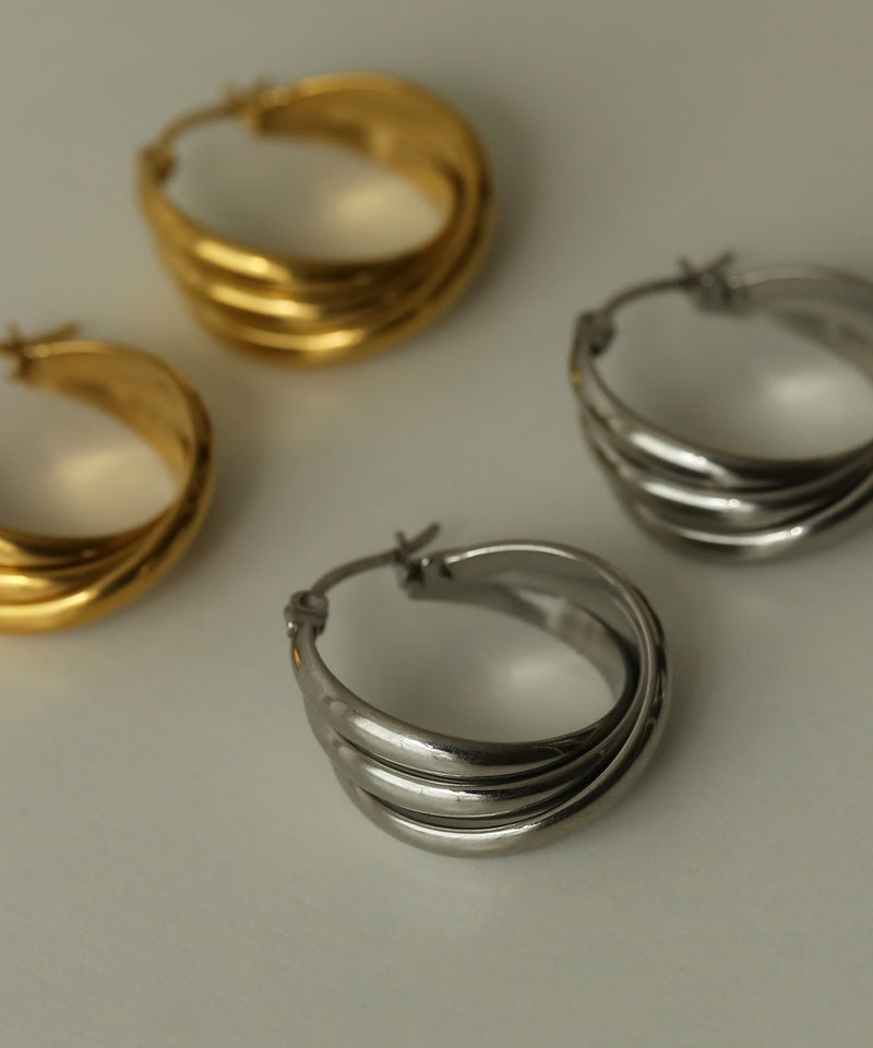 金属アレルギー対応 ツイストラインフープピアス サージカルステンレス