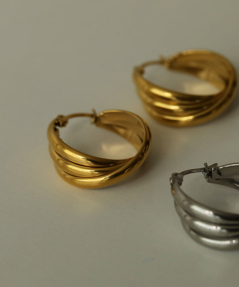 金属アレルギー対応 ツイストラインフープピアス サージカルステンレス