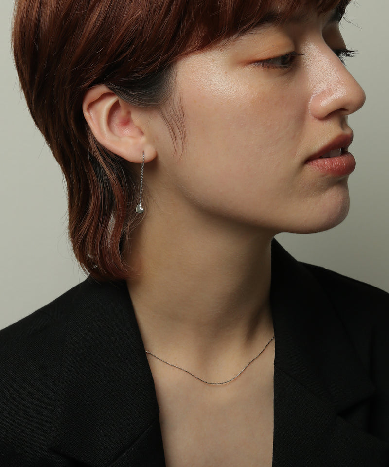 金属アレルギー対応 ハートモチーフチェーンピアス サージカルステンレス