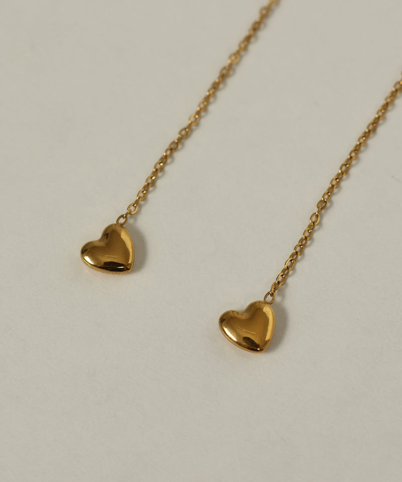 金属アレルギー対応 ハートモチーフチェーンピアス サージカルステンレス