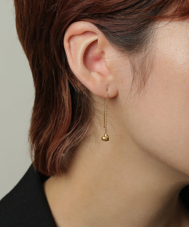 金属アレルギー対応 ハートモチーフチェーンピアス サージカルステンレス