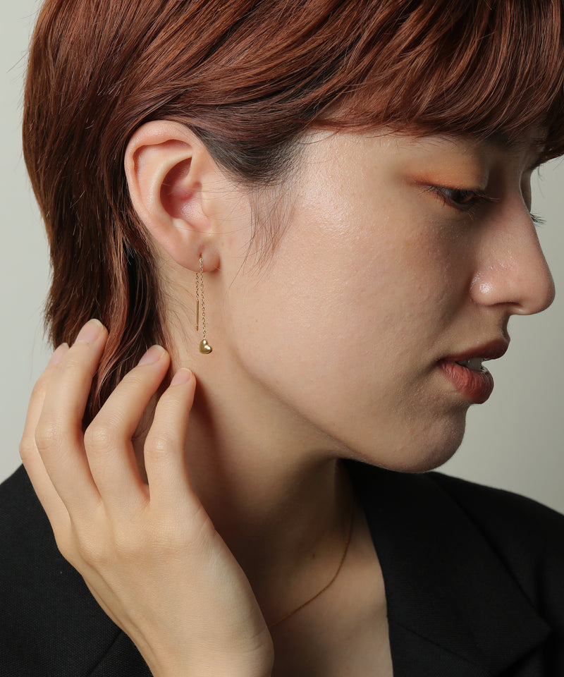 金属アレルギー対応 ハートモチーフチェーンピアス サージカルステンレス