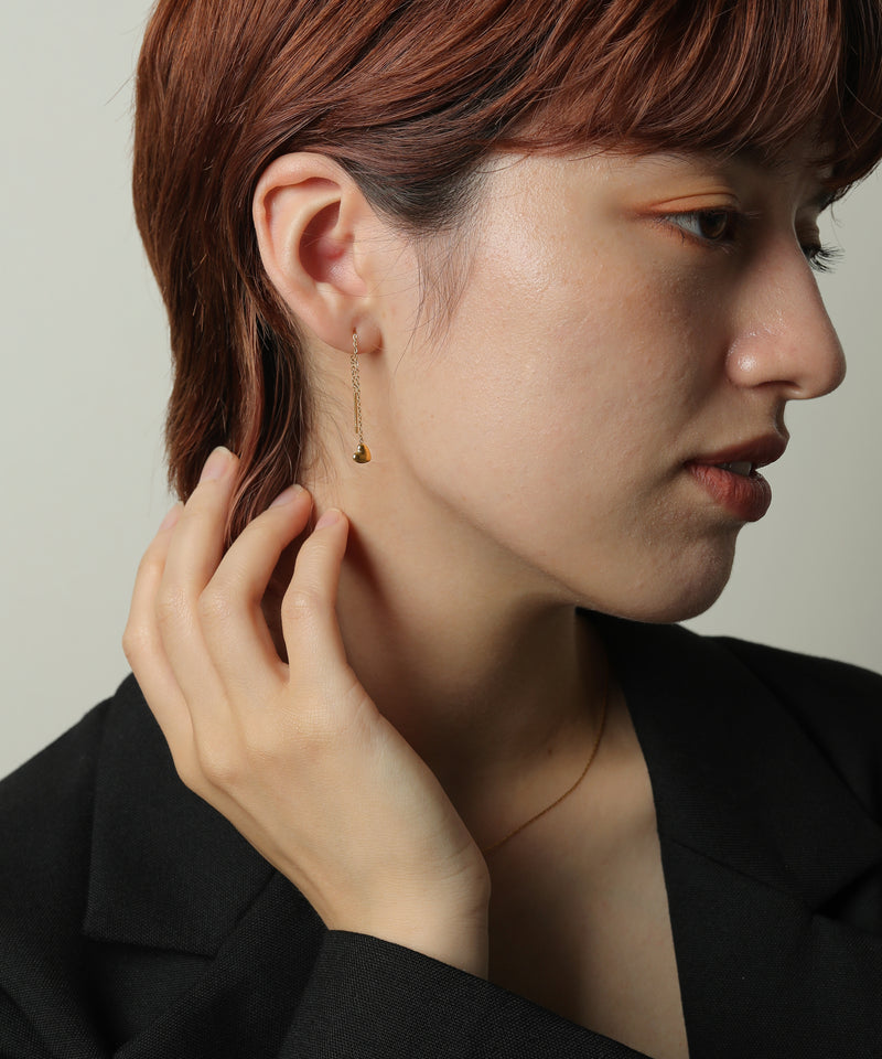 金属アレルギー対応 ハートモチーフチェーンピアス サージカルステンレス