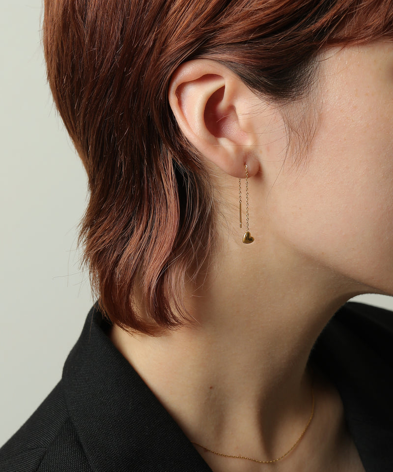 金属アレルギー対応 ハートモチーフチェーンピアス サージカルステンレス